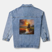 Total Solar Eclipse Country Meadow Tekst toevoegen Denim Jacket (Achterkant)