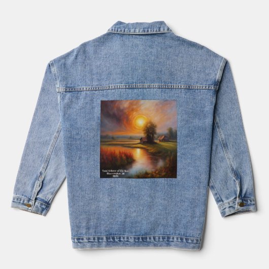 Total Solar Eclipse Country Meadow Tekst toevoegen Denim Jacket (Achterkant)