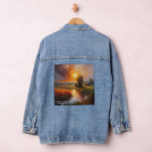 Total Solar Eclipse Country Meadow Tekst toevoegen Denim Jacket (Hangar)