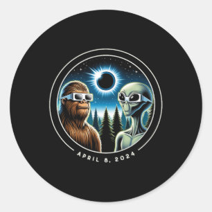Total Solar Eclipse Fun Bigfoot Alien April Datum Ronde Sticker