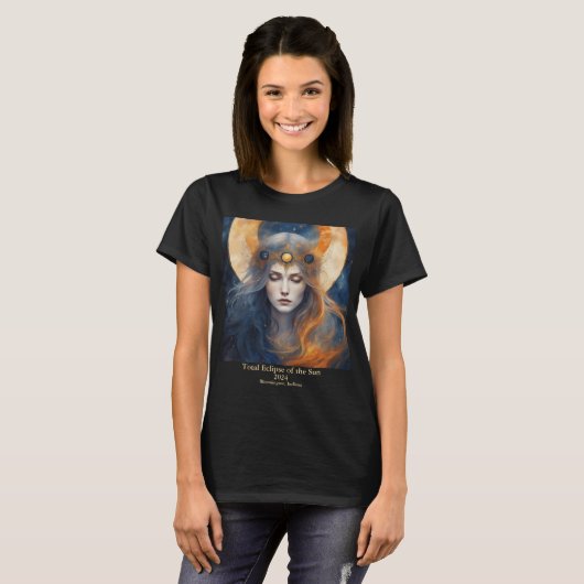 Total Solar Eclipse Goddess Crown Tekst naam bewer T-shirt (Voorkant volledig)
