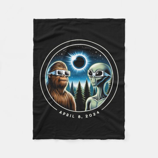 Total Solar Eclipse Grappige Bigfoot Alien April D Fleece Deken (Voorkant)