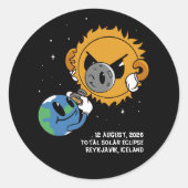 Total Solar Eclipse Iceland  2026 Photobomb Ronde Sticker (Voorkant)