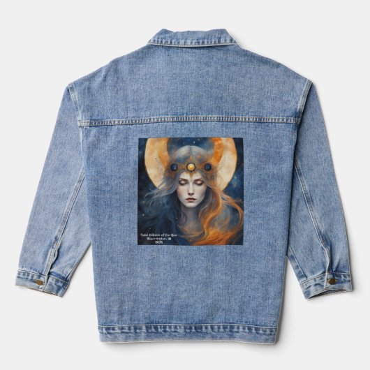 Total Solar Eclipse Mythical Goddess Tekst toevoeg Denim Jacket (Achterkant)