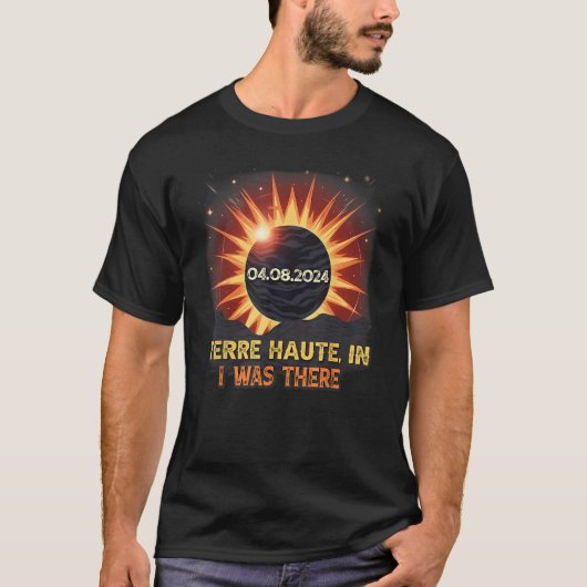 Total Solar Eclipse Retro Terre Haute Indiana IN T-shirt (Voorkant)