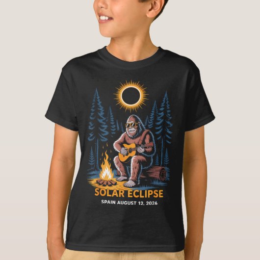 Total Solar Eclipse Spain Bigfoot Illustration T-shirt (Voorkant)