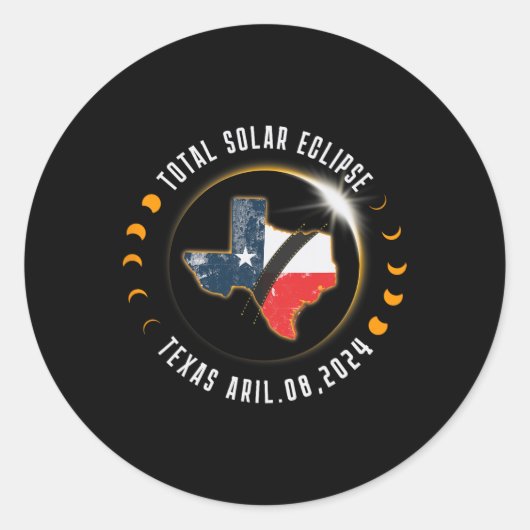 Total Solar Eclipse Texas - Total Eclipse 2024 Tex Ronde Sticker (Voorkant)