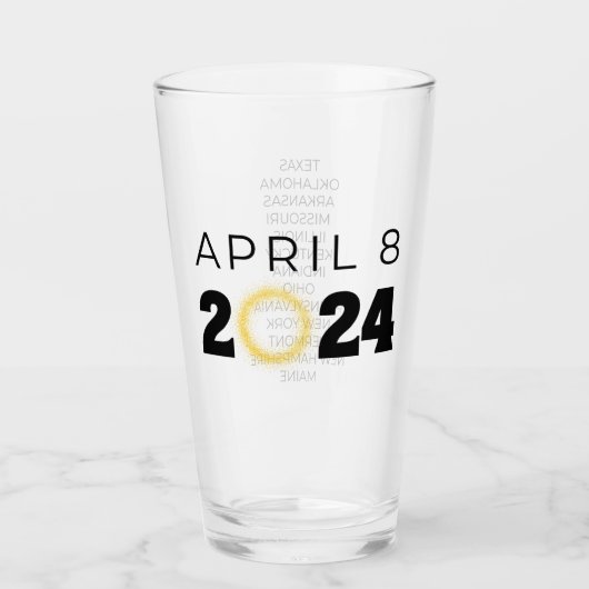 Total Solar Eclipse USA 8 april 2024 Glas (Voorkant)