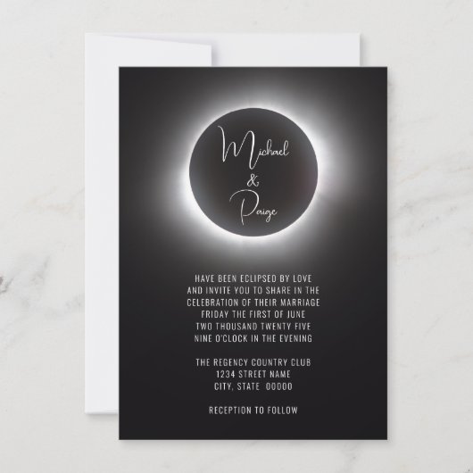 Total Solar Eclipse Wedding Kaart (Voorkant)