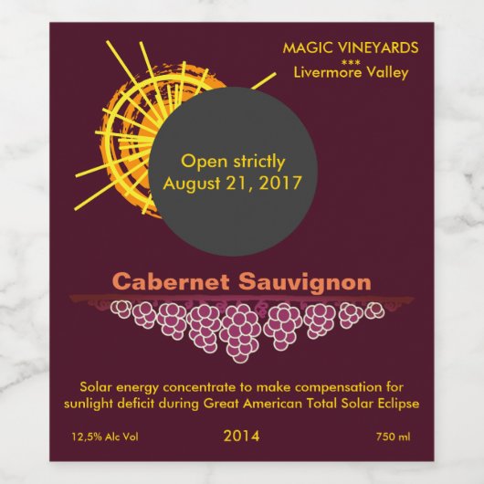 Total Solar Eclipse Zonlicht Concentraat grappig Wijn Etiket (Enkel label)