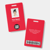 Totale foto van Rode Werknemer, streepjescode, Log Badge (Voor- en achterkant)