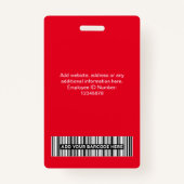 Totale foto van Rode Werknemer, streepjescode, Log Badge (Achterkant)