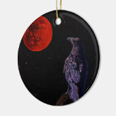 Totale lunar Eclipse Crow Raven Painting Art Keramisch Ornament (Links)