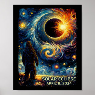 Totale Solar Eclipse Amerika Sasquatch Sterrennach Poster