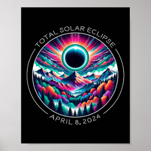 Totale Solar Eclipse Artsy Kleurrijke Totaliteit L Poster