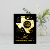 Totale Solar Eclipse Austin Texas Gold Foil Folie Feestdagen Briefkaart (Staand Voorkant)