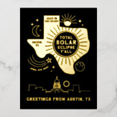 Totale Solar Eclipse Austin Texas Gold Foil Folie Feestdagen Briefkaart (Voorkant)