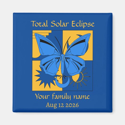 Totale Solar Eclipse Butterfly Custom Magneet (Voorkant)