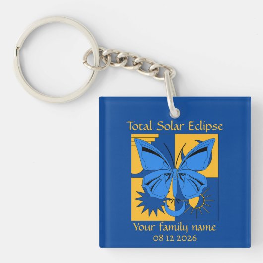Totale Solar Eclipse Butterfly Custom Sleutelhanger (Voorkant)