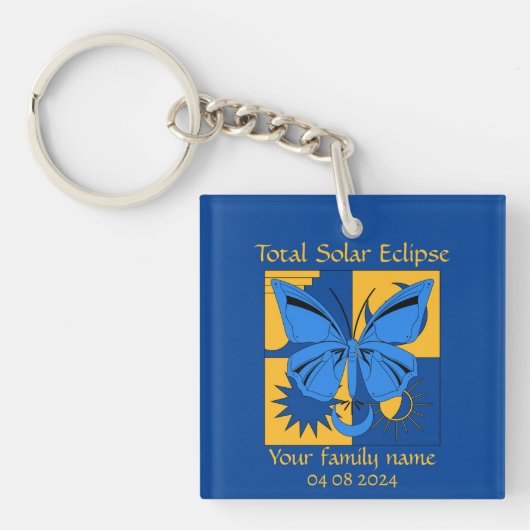 Totale Solar Eclipse Butterfly Custom Sleutelhanger (Voorkant)