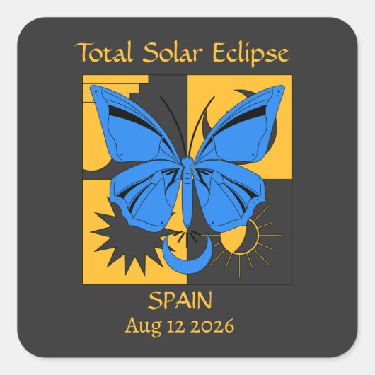 Totale Solar Eclipse Butterfly Custom Vierkante Sticker (Voorkant)