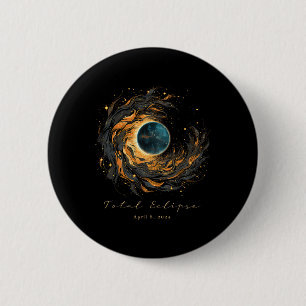 Totale Solar Eclipse Chaser Fan kijken Shirt APRI Ronde Button 5,7 Cm