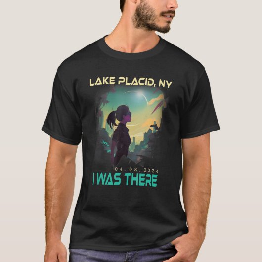 Totale Solar Eclipse Esthetisch Meisje Lake Placid T-shirt (Voorkant)