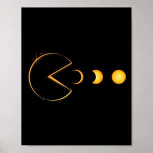 Totale Solar Eclipse Grappige Gamer Eten Zonne-Man Poster