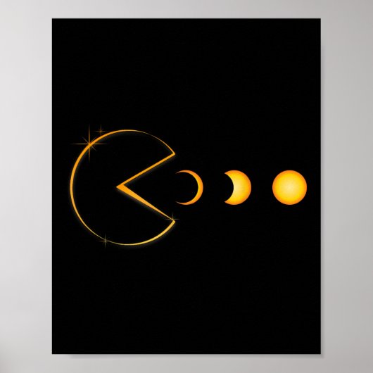 Totale Solar Eclipse Grappige Gamer Eten Zonne-Man Poster (Voorkant)