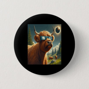 Totale Solar Eclipse Highland Koe Dragen Sungles Ronde Button 5,7 Cm