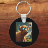 Totale Solar Eclipse Highland Koe Dragen Sungles Sleutelhanger (Voorkant)