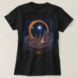 Totale Solar Eclipse Jouw tekst Cityscape Skyscrap T-shirt