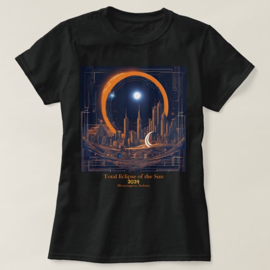 Totale Solar Eclipse Jouw tekst Cityscape Skyscrap T-shirt (Design voorkant)