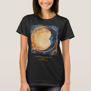 Totale Solar Eclipse Jouw tekst naam Moon Face T-shirt