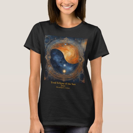 Totale Solar Eclipse Jouw tekst Naam Mystiek T-shirt (Voorkant)