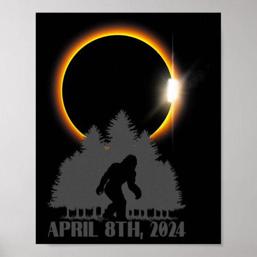 Totale Solar Eclipse Sasquatch Artwork - Big Foot Poster (Voorkant)