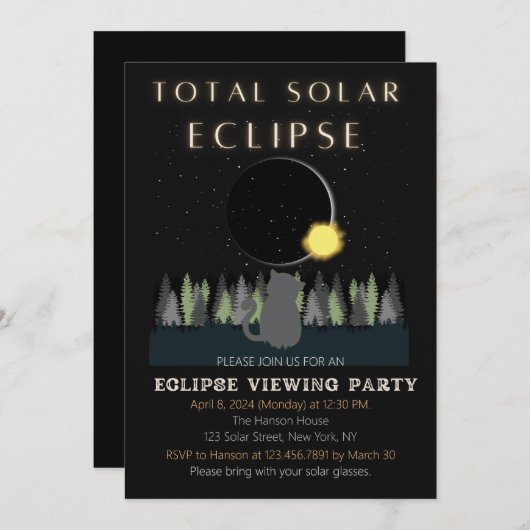 Totale Solar Eclipse Viewing Party Uitnodiging (Voorkant / Achterkant)