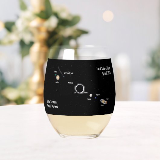 Totale Verduistering 2024 Zonnestelsel Familie Por Wijnglas Zonder Voet (Insitu (Huwelijk))
