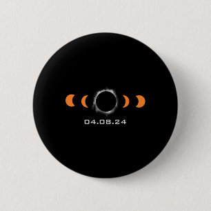 Totale Zon Verduistering Zonne April 8 2024 Pad va Ronde Button 5,7 Cm