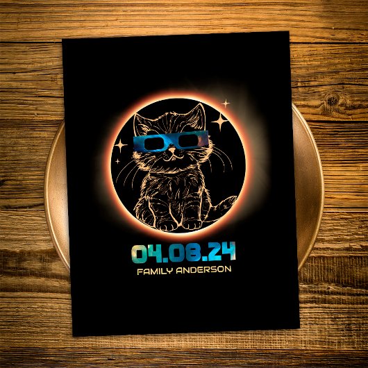 Totale Zonne-Eclipse 2024 Kat Zonne-Eclipse Bril Briefkaart