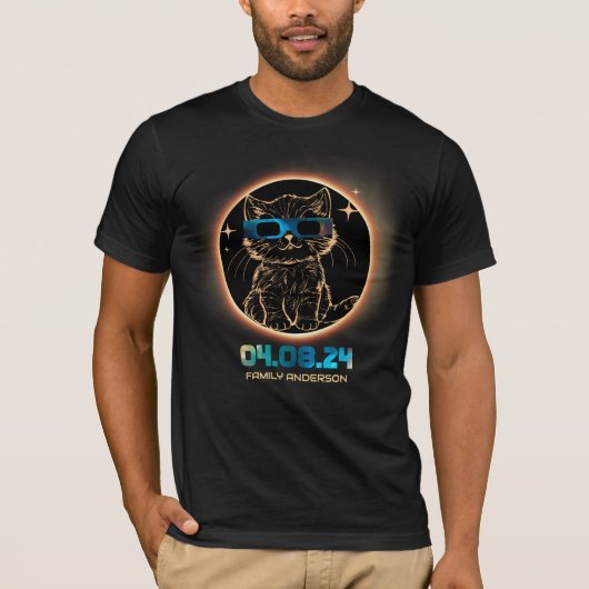 Totale Zonne-Eclipse 2024 Kat Zonne-Eclipse Bril T-shirt (Voorkant)