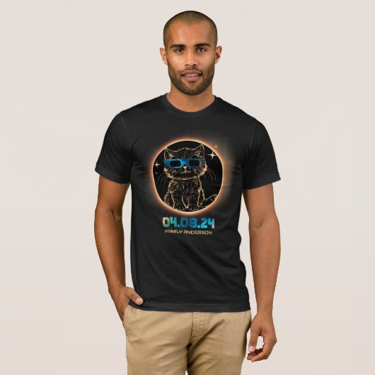 Totale Zonne-Eclipse 2024 Kat Zonne-Eclipse Bril T-shirt (Voorkant volledig)
