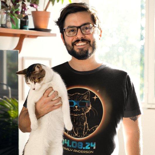 Totale Zonne-Eclipse 2024 Kat Zonne-Eclipse Bril T-shirt