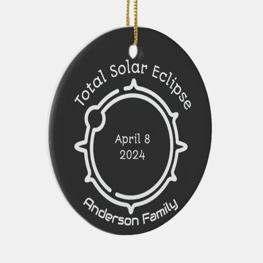 Totale Zonnegift Eclipse 2024 Modern Minimaal Keramisch Ornament (Rechts)