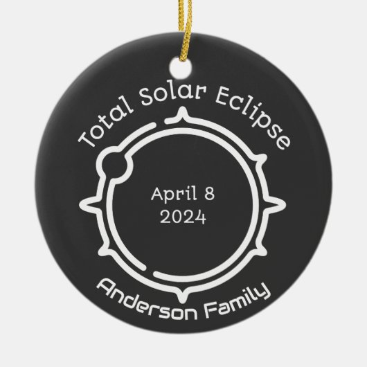 Totale Zonnegift Eclipse 2024 Modern Minimaal Keramisch Ornament (Voorkant)