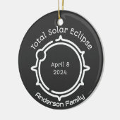 Totale Zonnegift Eclipse 2024 Modern Minimaal Keramisch Ornament (Links)