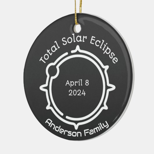 Totale Zonnegift Eclipse 2024 Modern Minimaal Keramisch Ornament (Links)