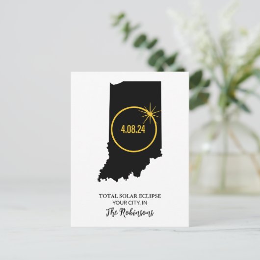 Totale Zonneverduistering 2024 Aangepaste naam, St Briefkaart (Staand voorkant)