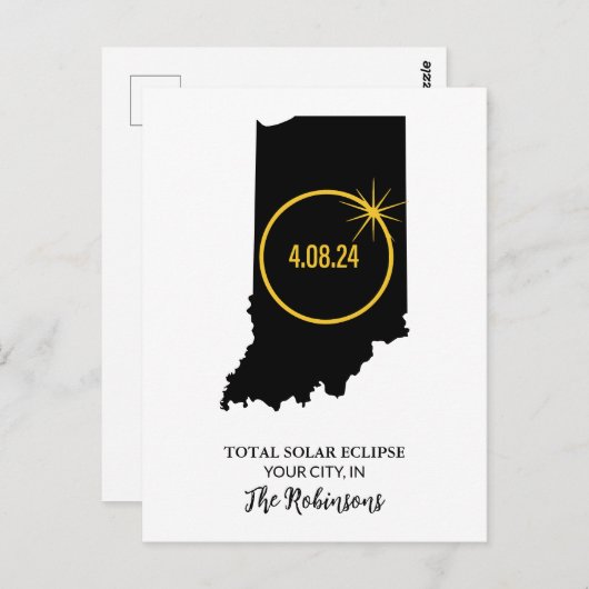 Totale Zonneverduistering 2024 Aangepaste naam, St Briefkaart (Voorkant / Achterkant)