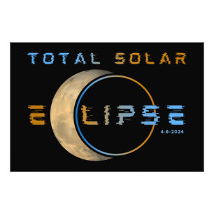 TOTALE ZONNEVERDUISTERING APRIL 8, 2024 ZONNESTELS FOTO AFDRUK